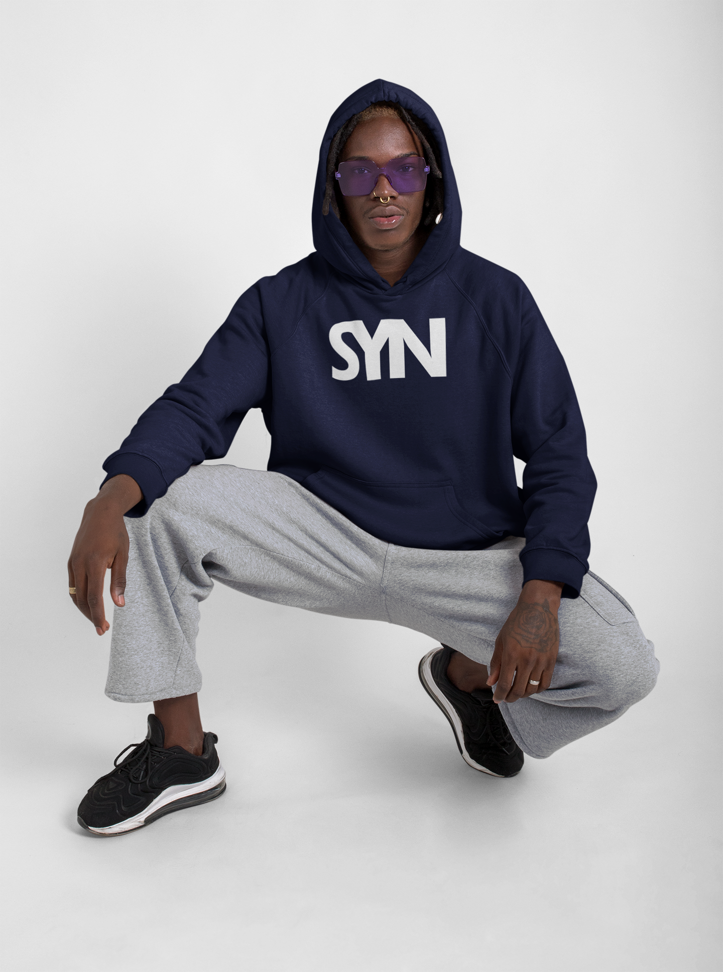 SYNORO Unisex Hooded Sweatshirt- Navy Blue
