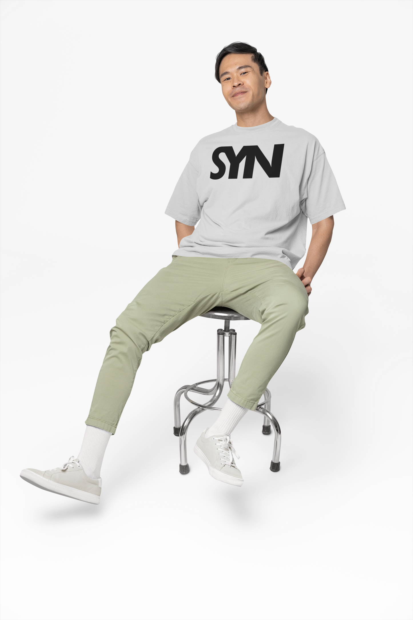 Synoro Unisex Oversized Grey Melange T-shirt