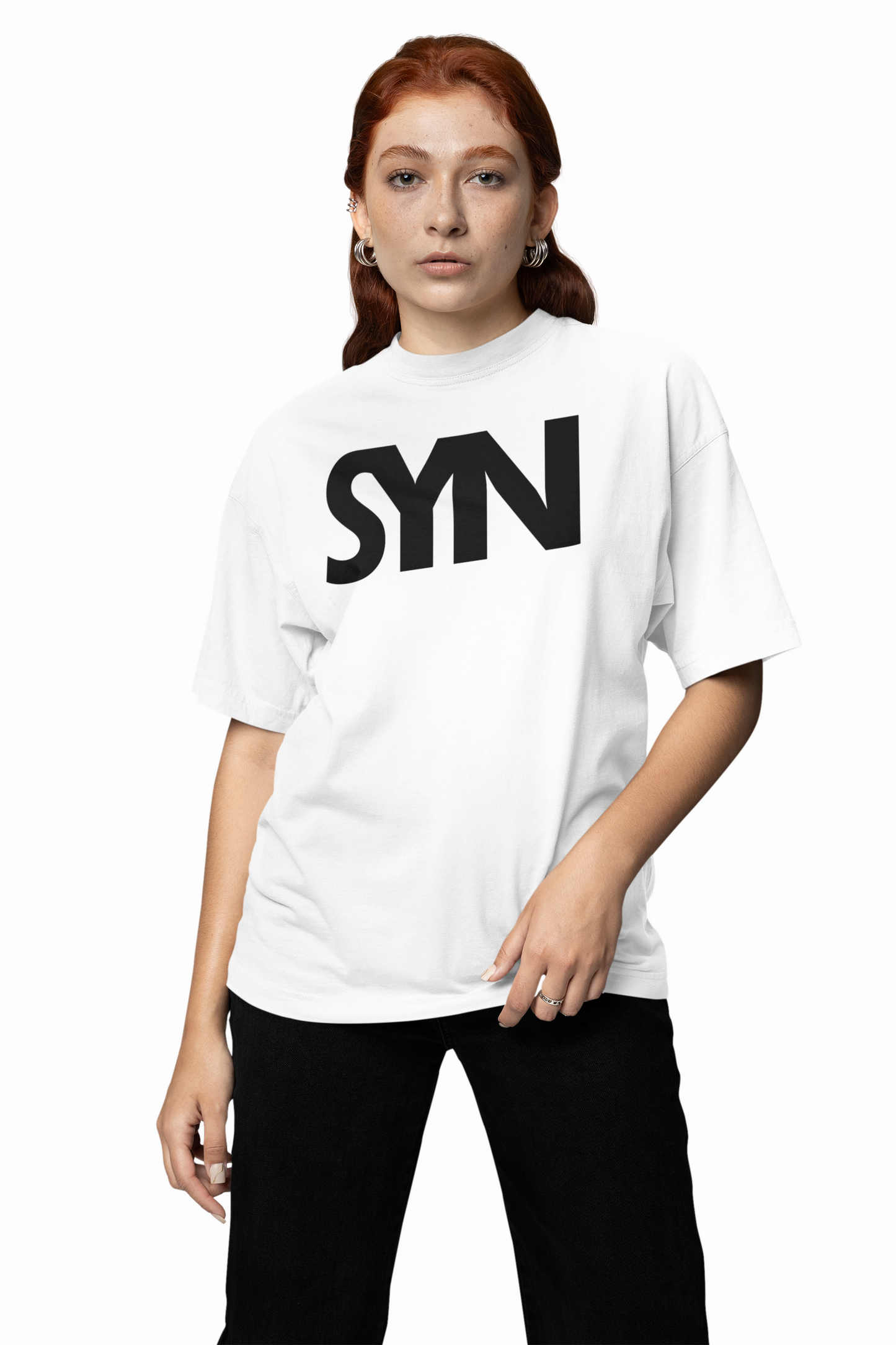 Synoro Unisex Oversized White T-shirt