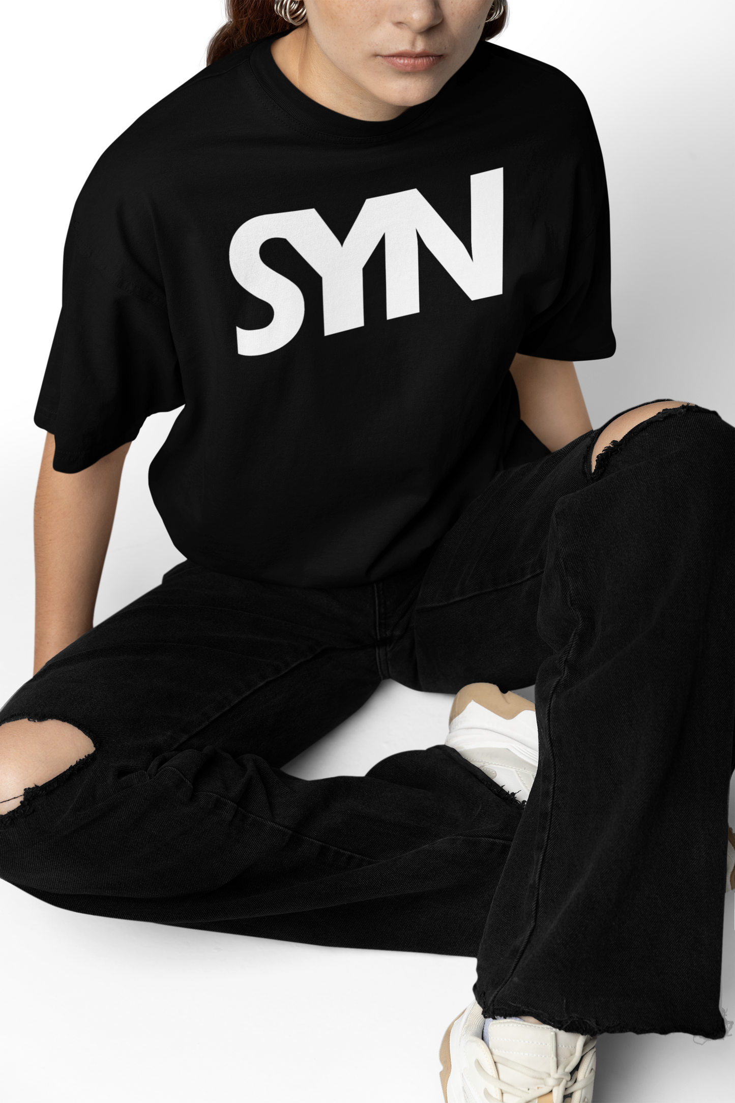 Synoro Unisex Oversized Black T-shirt