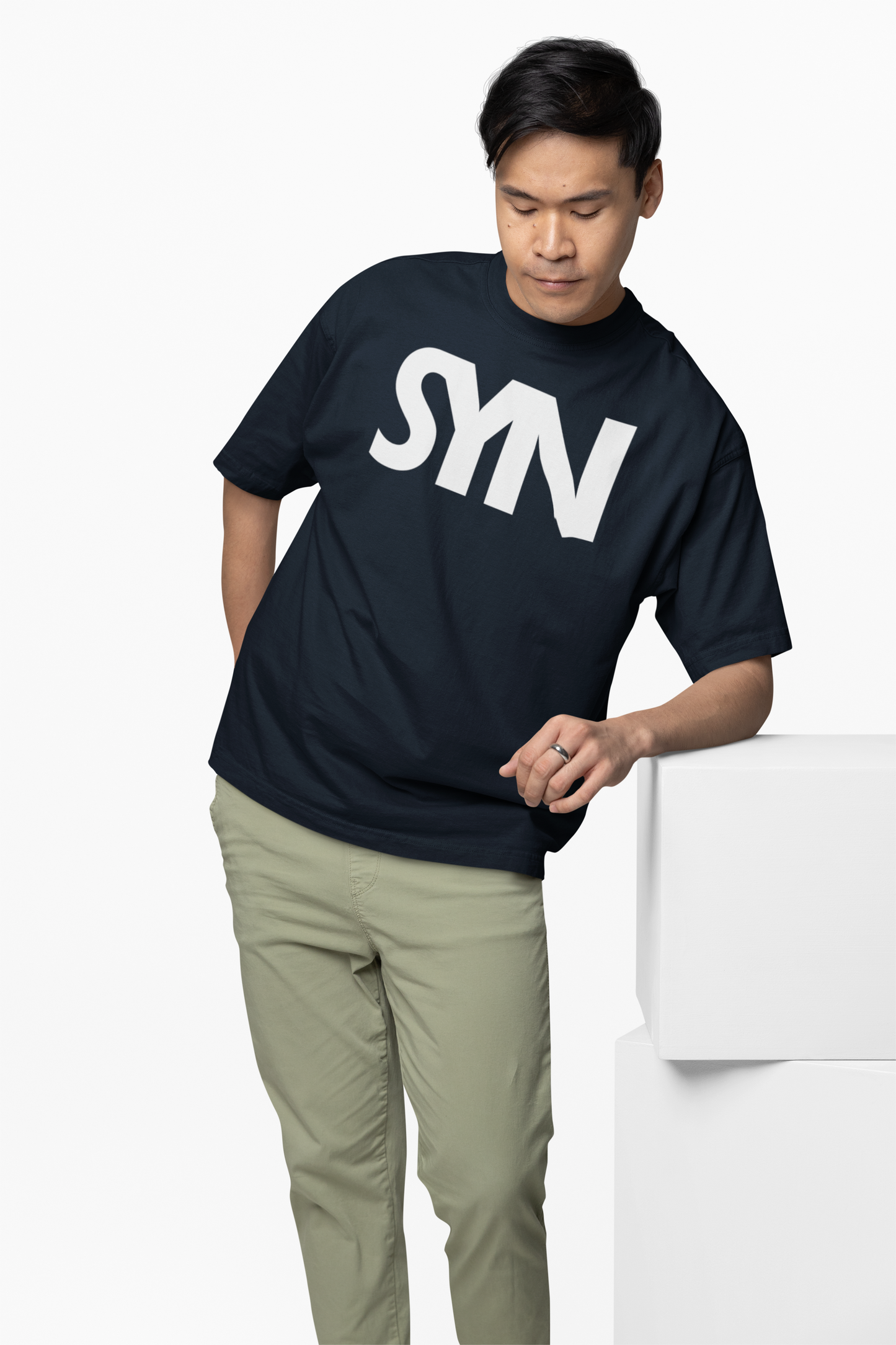 Synoro Unisex Oversized Navy Blue T-shirt