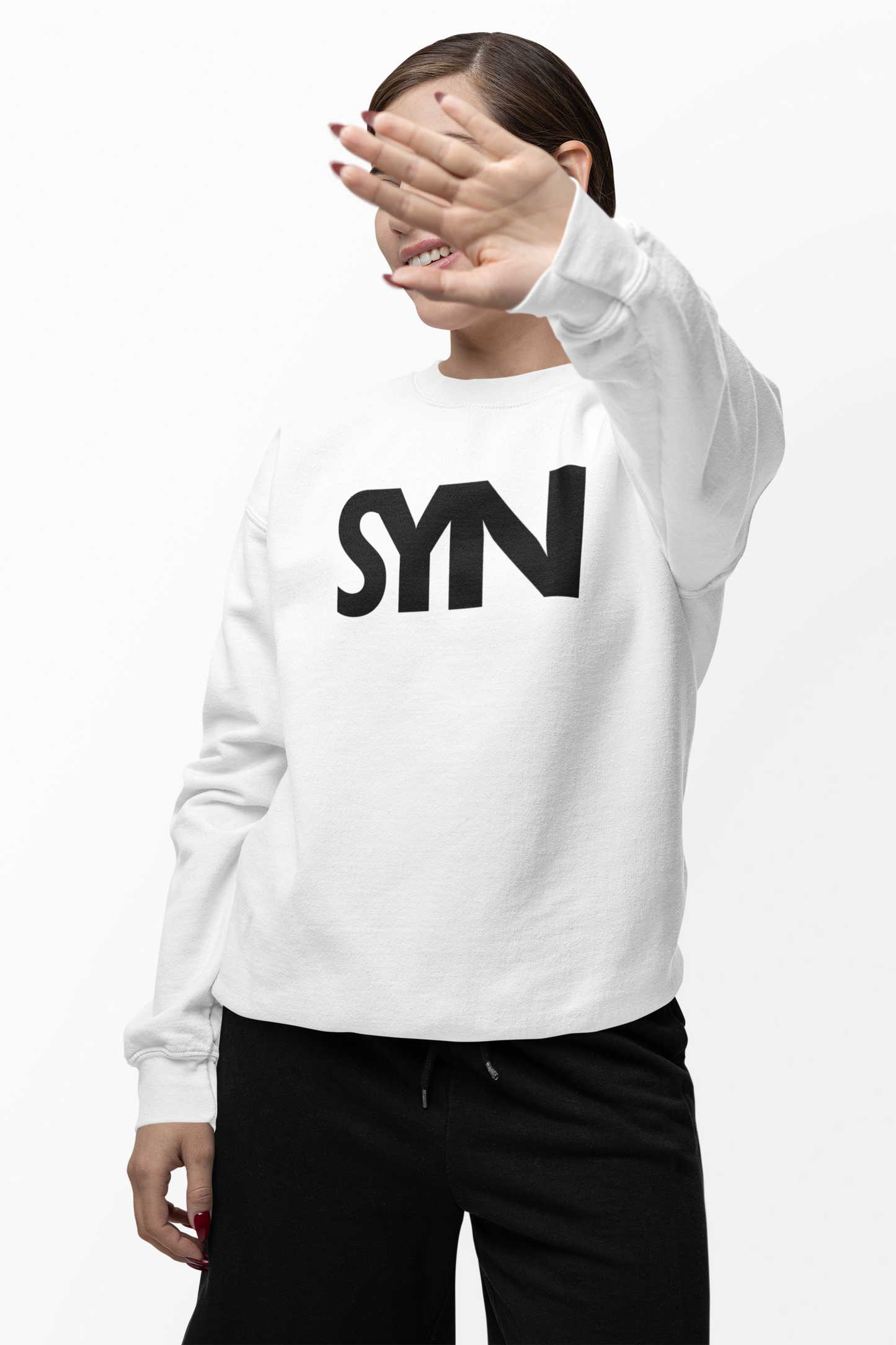 SYNORO Unisex Crewneck Sweatshirt- White