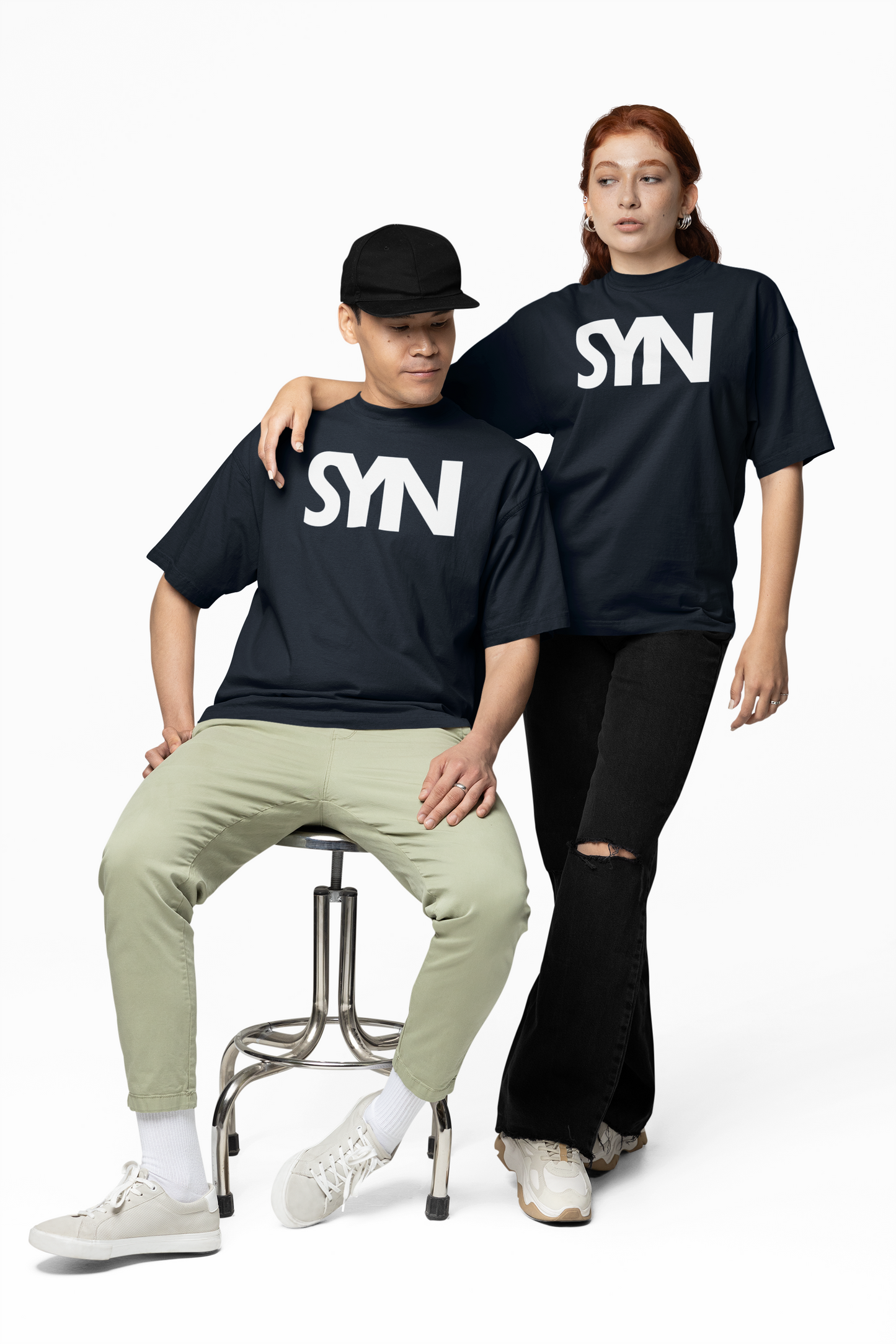 Synoro Unisex Oversized Navy Blue T-shirt