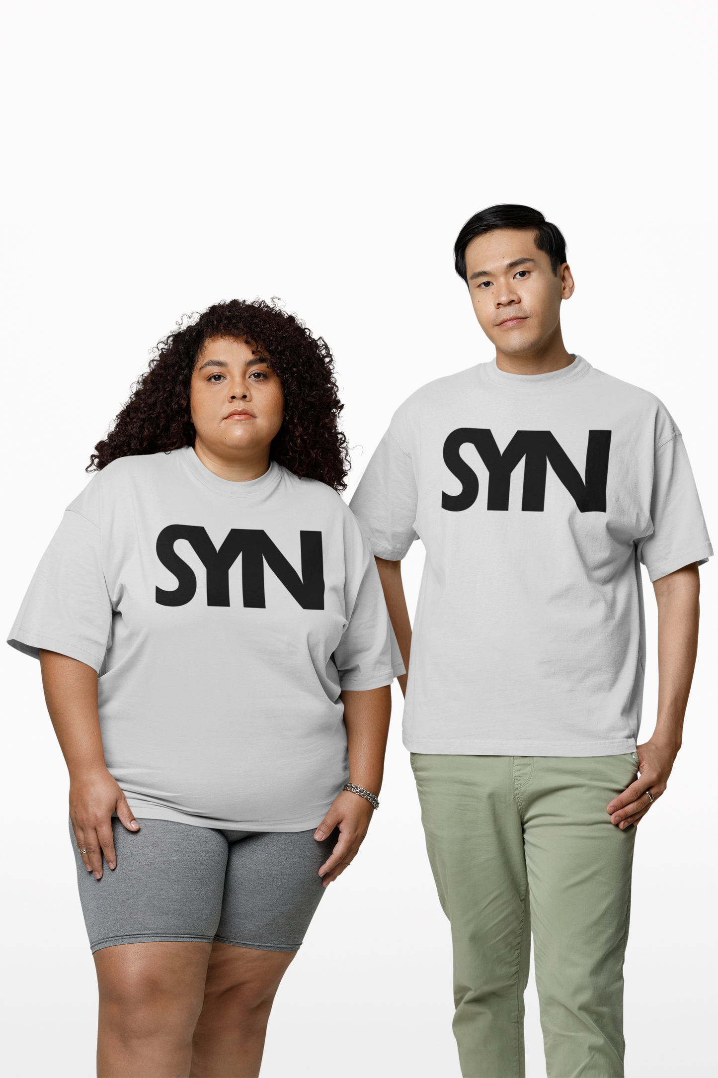 Synoro Unisex Oversized Grey Melange T-shirt