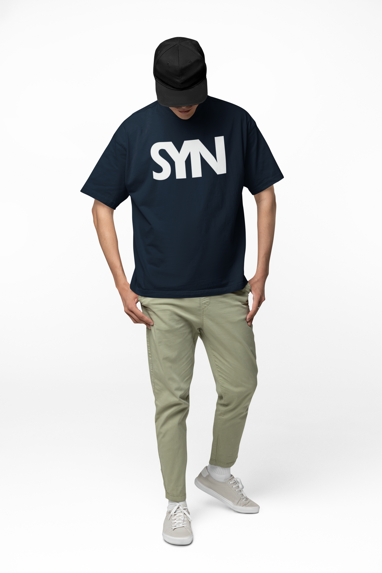 Synoro Unisex Oversized Navy Blue T-shirt