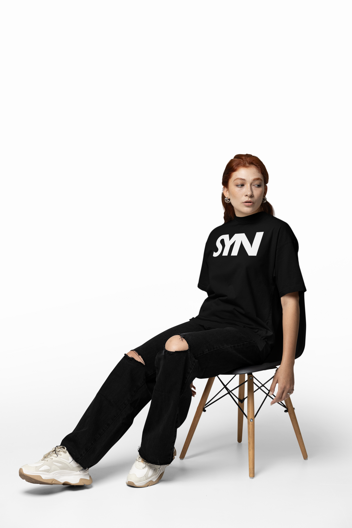 Synoro Unisex Oversized Black T-shirt